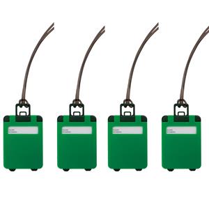 Kofferlabel van kunststof - 4x - groen - 10 x 5 cm - reiskoffer/handbagage labels -
