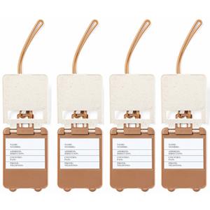 Kofferlabel van organisch eco tarwestro - 4x - wit - 10 x 5 cm - reiskoffer/handbagage labels -