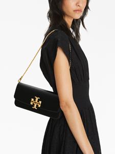 Tory Burch Eleanor logo-plaque leather clutch bag - Zwart