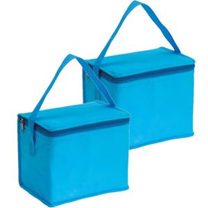 2x stuks kleine koeltassen voor lunch lichtblauw 20 x 13 x 17 cm 4.5 liter -