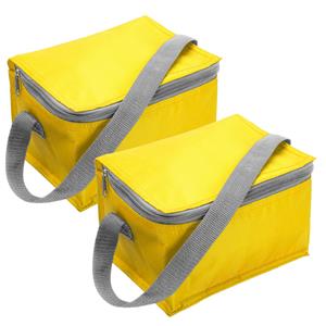 Trendoz set van 4x stuks kleine koeltas geel voor 6 blikjes met rits en draagband -