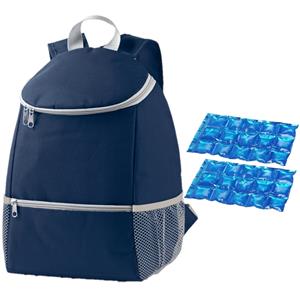 Koeltas rugtas/rugzak blauw met 2 stuks flexibele koelelementen 10 liter -