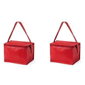 2x stuks kleine mini koeltassen rood sixpack blikjes -