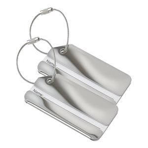 Kofferlabel Traveller - 2x - zilver - 8 x 4 cm - reiskoffer/handbagage label -