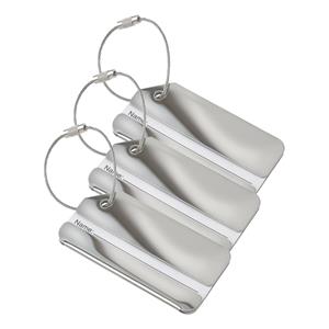 Kofferlabel Traveller - 3x - zilver - 8 x 4 cm - reiskoffer/handbagage label -