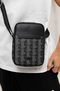 Lacoste The Blend monogram-print messenger bag - Zwart