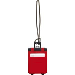 Merkloos Kofferlabel Jenson - rood - 8 x 5.5 cm - reiskoffer/handbagage label -