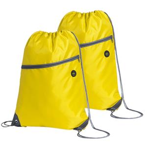 Sport gymtas/rugtas/draagtas - 2x - geel met rijgkoord x 44 cm van polyester -