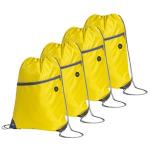 Sport gymtas/rugtas/draagtas - 4x - geel met rijgkoord x 44 cm van polyester -