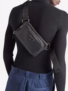 Prada Crossbodytas met logoplakkaat - Zwart