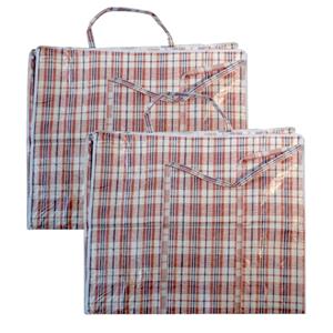 Cosy & Trendy Set van 2x stuks mega/jumbo/XXL boodschappentas/shopper rood geruit 65 x 30 cm van kunststof -