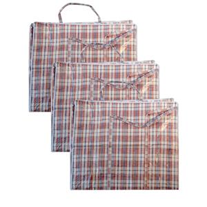 Cosy & Trendy Set van 3x stuks mega/jumbo/XXL boodschappentas/shopper rood geruit 65 x 30 cm van kunststof -