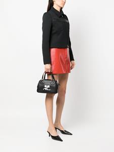 Courrèges logo-appliqué leather bowling bag - Zwart