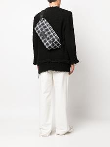 plaid-check zip-up crossbody bag - Zwart