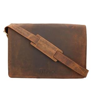 Leather Design The Rat Pack A4 Messenger Schoudertas met Overslag Bruin