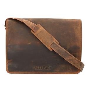 Leather Design The Rat Pack A4 Messenger Schoudertas met Overslag 17'' Liam Bruin