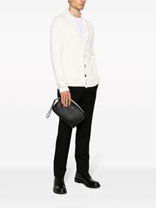 logo-print grained-leather messenger bag - Zwart