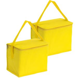 2x stuks kleine koeltassen voor lunch geel 20 x 13 x 17 cm 4.5 liter -