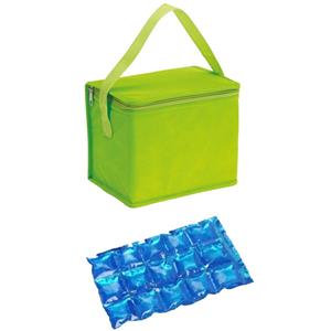 Kleine koeltas voor lunch groen met 2 stuks flexibele koelelementen 4.5 l -