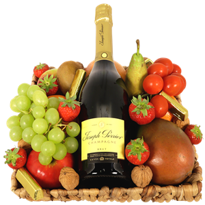 Boeketcadeau Champagne fruitmand de luxe