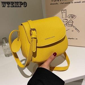 WTEMPO Ladies Solid Shoulder Bags for Women Letter Crossbody Purse Female PU Leather Mini Bags Handbag