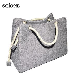 SCIONE Fashion Linen Handbag Large Shopping Tote Holiday Big Basket Summer Beach Woven Beach Shoulder Bag