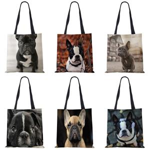 Colorful Bag Boodschappentassen voor boodschappen Franse Bulldog Custom Print Handtas Vrouwen Schouder doek Pouch opvouwbaar meisje grote linnen tas