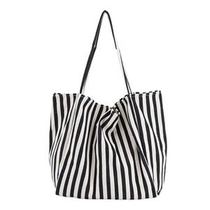 Yogodlns Casual Stripe Canvas Totes Bag Women Large Capcity Handle Bag Simple Shoulder Bags Shopping Lady Handbag Totes