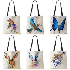 Vlinder Dier Kat Print Tote Schoudertas Voor Vrouwen Winkelen Herbruikbare Tassen Voor Boodschappen Folding Travel School Beach Bags