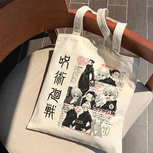 Aidegou20 Jujutsu Kaisen canvas tas Japanse Anime vrouwen schoudertas Vrouwen Tote Harajuku grote capaciteit Vintage goth cartoon shopper tassen