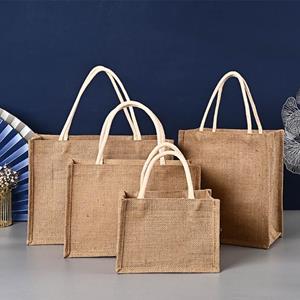 Max-bestprice Women Large Capacity Reusable Handbag Blank Burlap Tote Jute Beach Shopping Grocery Bag with Handle Travel Storage Organizer