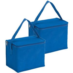 2x stuks kleine koeltassen voor lunch blauw 20 x 13 x 17 cm 4.5 liter -