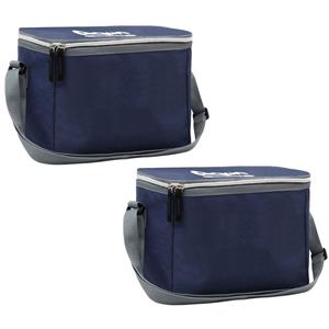 2x Navy koeltassen voor 6/sixpack blikjes 26 x 16 cm 7.5 liter met schouderband -