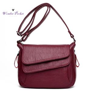 Wonder Pocket Women Solid Color Faux Leather Crossbody Phone Key Pouch Shoulder Bag