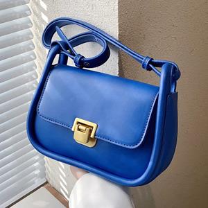 Yogodlns Trendy Shoulder Bag Women PU Leather Crossbody Bag Flap Small Square Bag Blue Solid Color Underarm Bag Lady Handbag