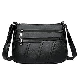 Wallet Designer Dames PU schoudertas Multi-pocket moeder stevige crossbody handtas (Zwart)