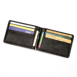 Straw Hats Rfid Men'S Leather Slim Bifold Money Clip Wallet Front Pocket Credit Card Holder