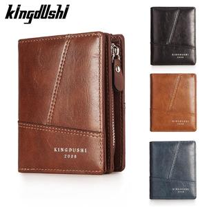 Kingdushi Portemonnee voor mannen korte casual business opvouwbare portefeuilles lederen mannelijke luxe kleine rits munt portemonnee