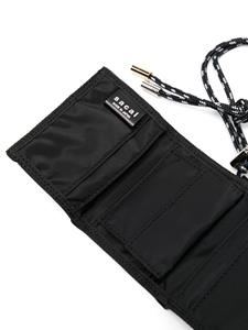Sacai tri-fold wallet with strap - Zwart