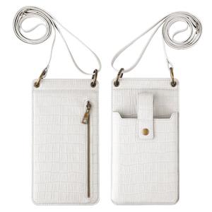Mode Damen Krokodil-Muster Ein-Schulter Crossbody Handytasche, Weiß