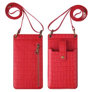 ArmadaDeals Mode Damen Krokodil-Muster Ein-Schulter Crossbody Handytasche, Rot