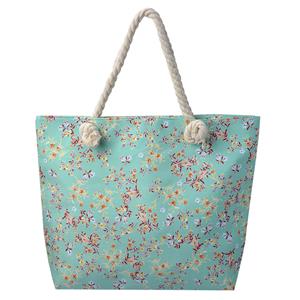 Strandtas Bloemetjes turquoise