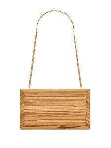 Saint Laurent Minaudiere YSL-engraved wooden clutch bag - Bruin