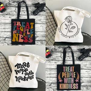 Aidegou19 Harry Styles Harry's house Treat People with Kindness Letter Casual  Fashion Canvas Harajuku Women New Fun Vintage Shoulder Bag