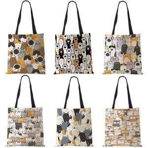 KaiTingu Dog Cute Print Casual Shoulder Bag Capacity Women Shopping Reusable Handbag Large Canvas Travel Beach Tote Bags