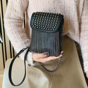 Jierotyx Fringed with Diamonds Women's Bag Messenger Bags Designer Fashion Chain Female Shoulder Bag Wallet Purse