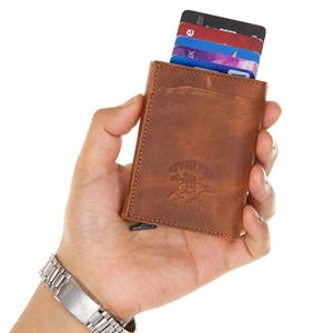 Lederax Crazy lederen heren aluminium portemonnee achterzak ID-kaarthouder Mini Magic Wallet Auto Credit Card Coin-portemonnees