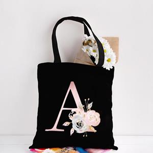 Jiangkao Canvas Tote Bag Bloemen Letters Patroon Winkelen Reizen Dames Eco Herbruikbare Schouder Shopper Tassen