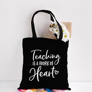 Ik ben een leraar Wat is je superkracht leraar Leven Canvas zwart winkelen tote tas herbruikbare schouderdoek boek tas cadeau handtas