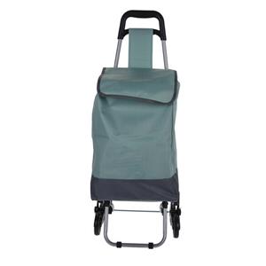 Excellent Houseware Boodschappen en losse spullen trolley - inhoud 30 liter - groen - met trap wielen -